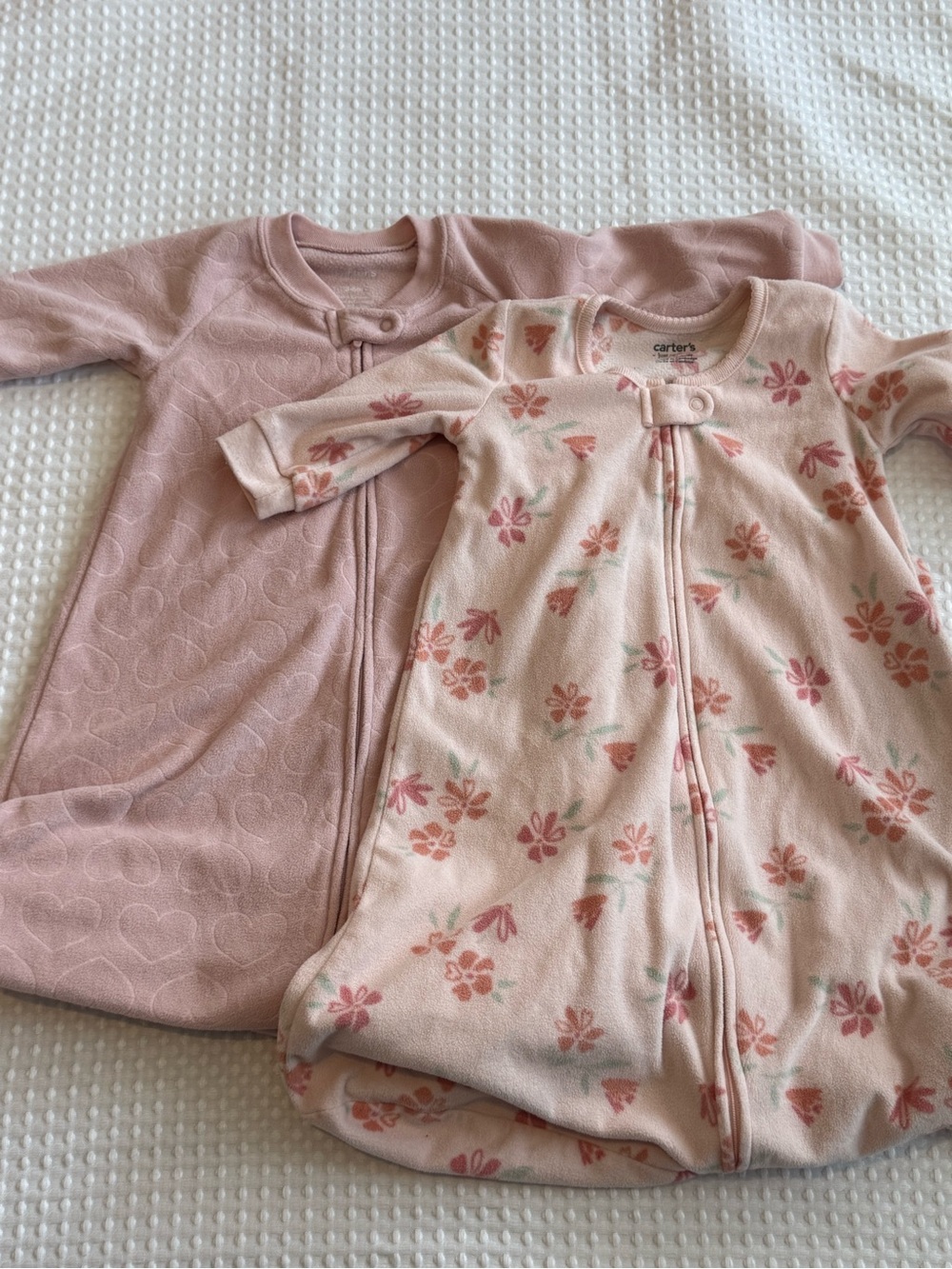 Carter's Pink Floral & Solid Sleep Sacks - 2 Pack Kids Pajamas 3-6m